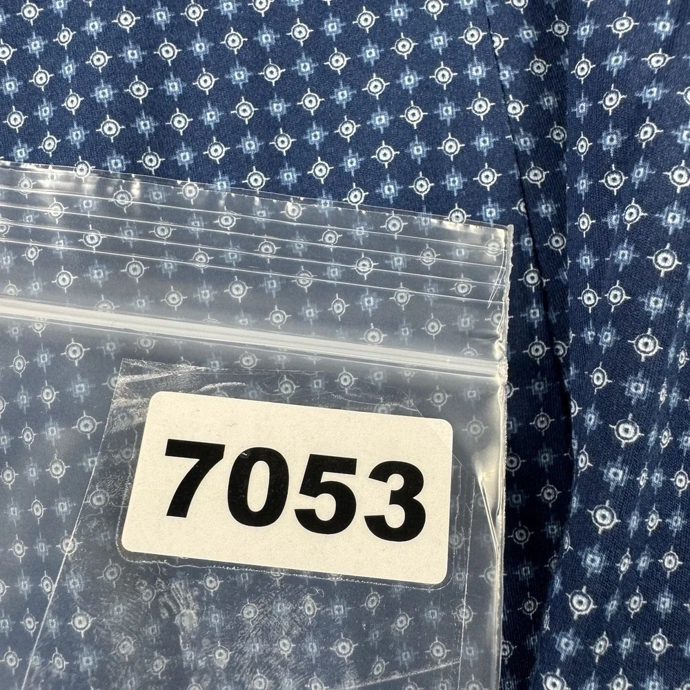 ETON Blue Gray Geometric Current Cotton Stretch L/S Slim Button‎ Front 17/43 NWT